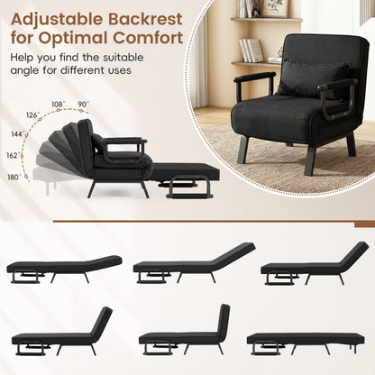 DirectDeals 3-in-1 Folding Sofa Bed with Adjustable Backrest in black fabric on Tampa Home & Garden Store