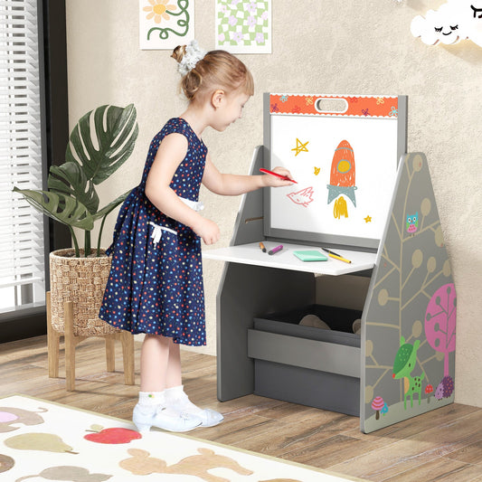 3 in 1 Kids Easel and Play Station Convertible with Chair and Storage Bins - Tampa Home & Garden Store