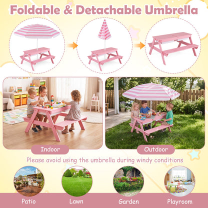 Kids Outdoor Picnic Water Sand Table with Umbrella pink DirectDeals picnic table set on Tampa Home & Garden Store