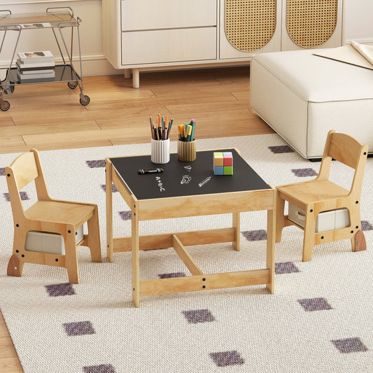 3 in 1 Kids Table and Chair Set with Removable Tabletop and 2 Storage Drawers - Tampa Home & Garden Store