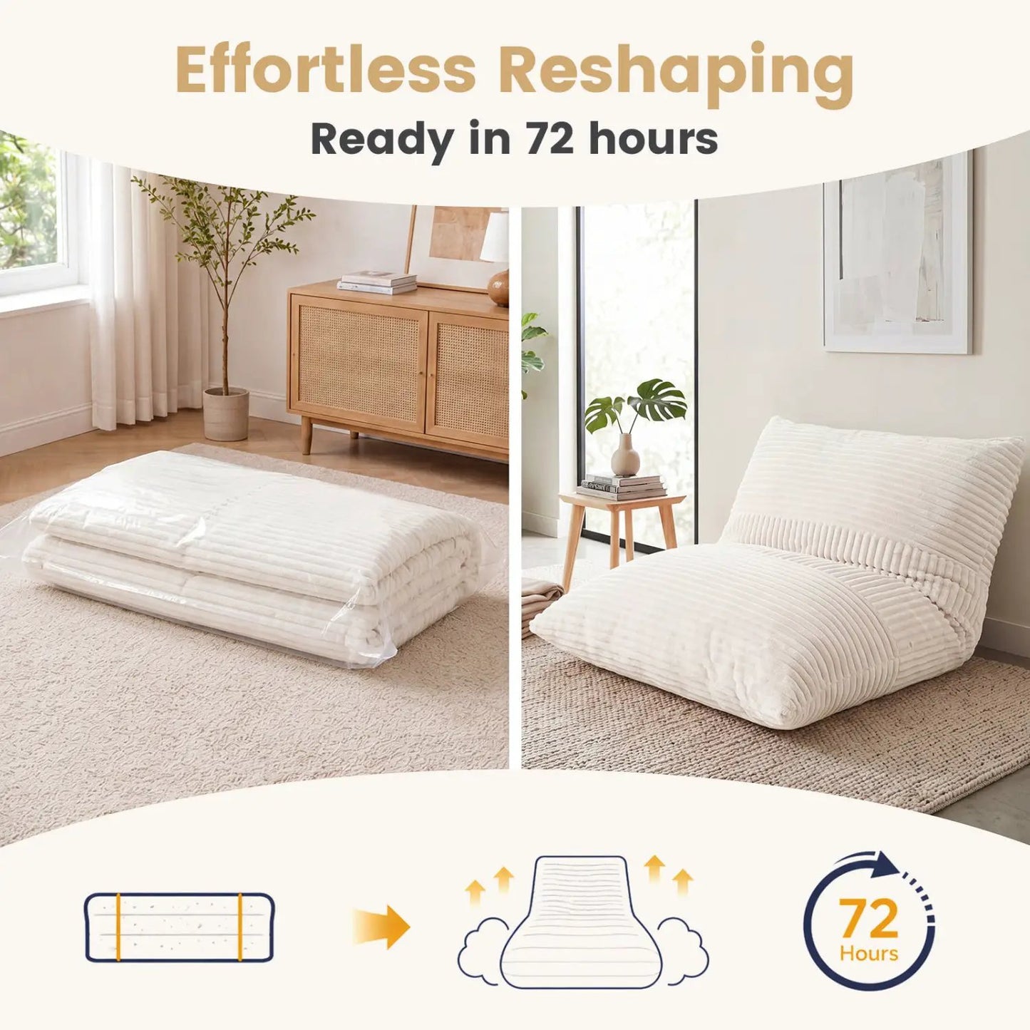 3 in 1 Convertible Bean Bag Chair with Corduroy