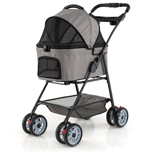 3 in 1 Pet Stroller with Removable Carrier up to 33 lbs-Gray - Tampa Home & Garden Store