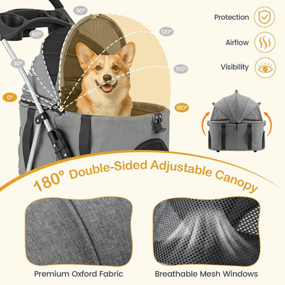 Three In One Foldable Pet Stroller For Small Dogs