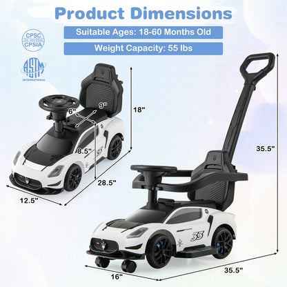 3-in-1 Ride on Push Car Maserati Licensed Sliding Car with Music