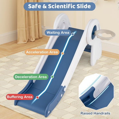 3 in 1 toddler slide climber with basketball hoop, blue slide and white frame by DirectDeals on Tampa Home & Garden Store