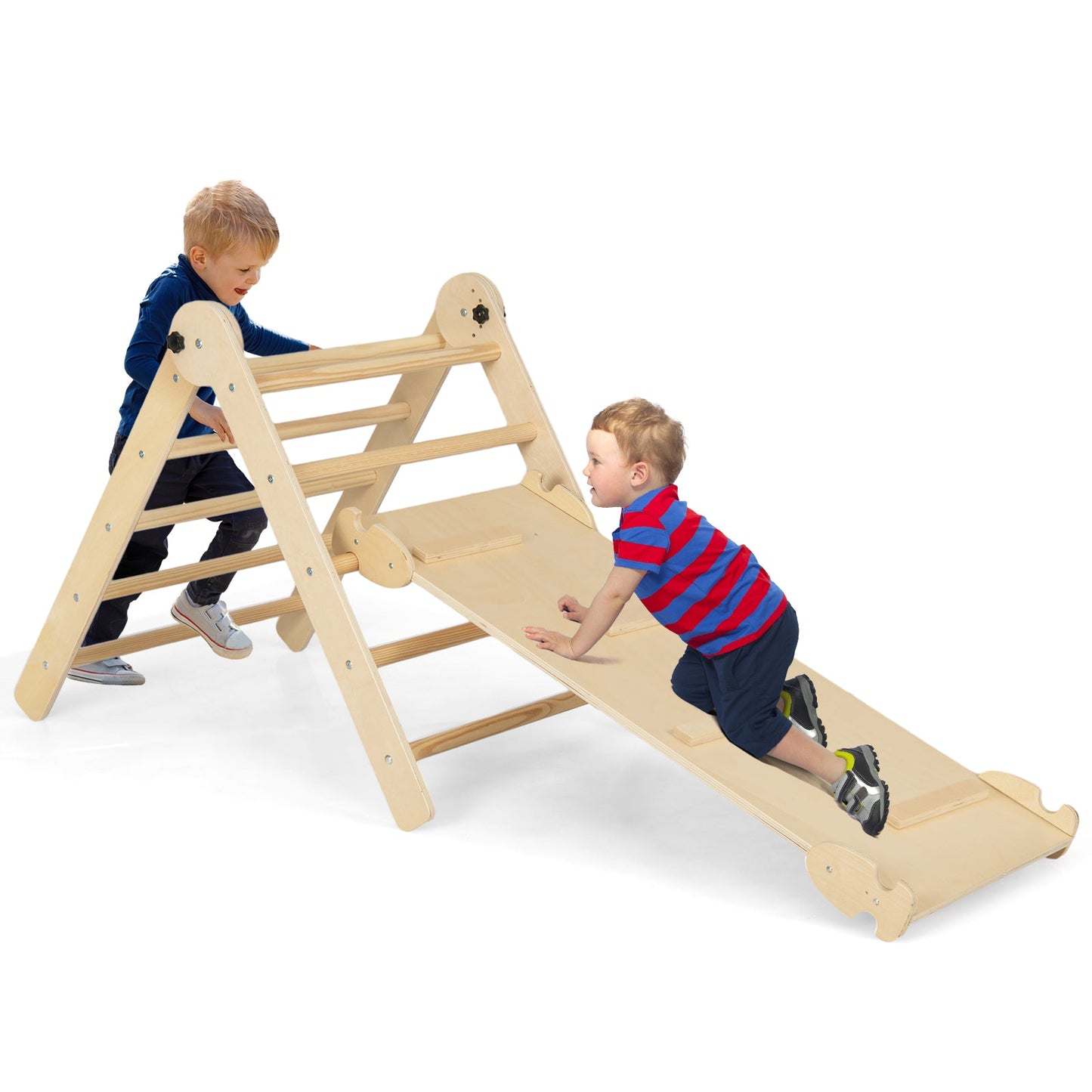 3-in-1 Climbing Set Foldable and Adjustable Kids Triangle Set-Multicolor