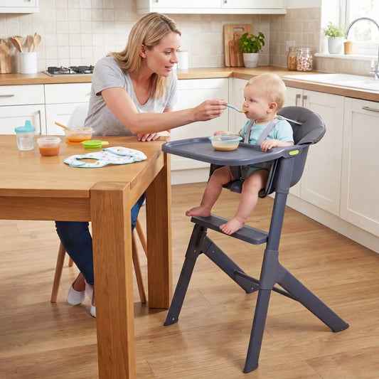 DirectDeals 3-in-1 washable baby high chair with tray and footrest, dark gray plastic frame on Tampa Home & Garden Store