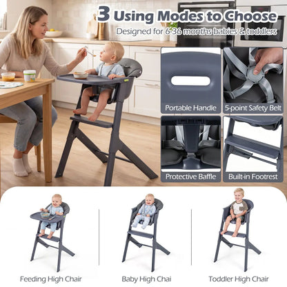 3 in 1 Washable Baby High Chair with Tray