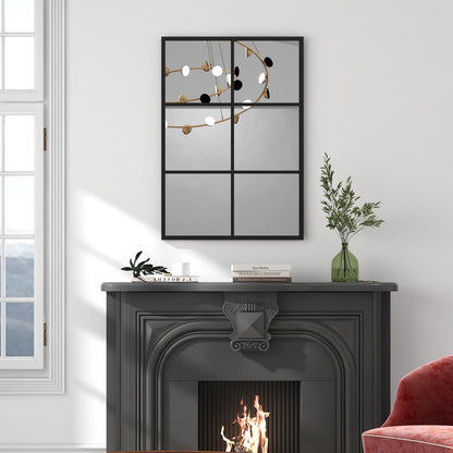 Espejo de pared decorativo de 3 capas con marco de metal para comedor y sala de estar - Negro