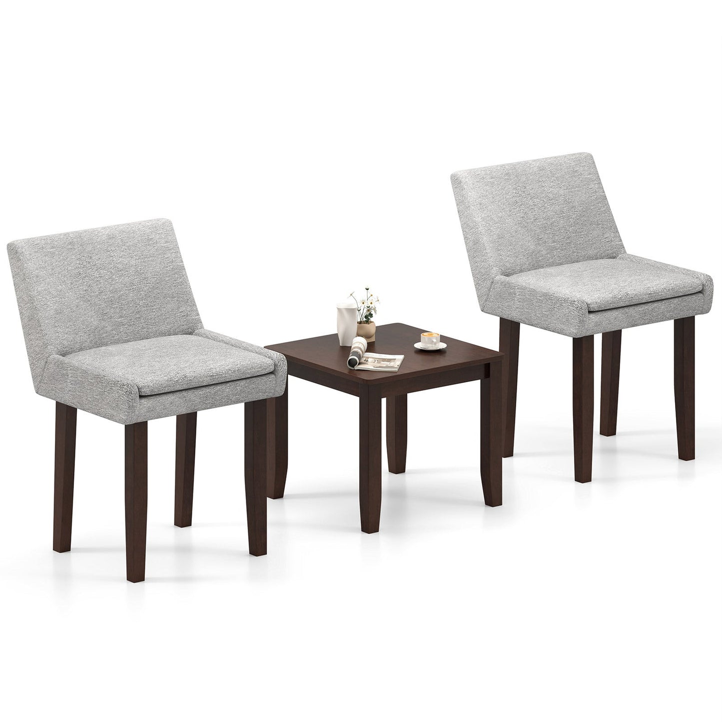 Juego de mesa auxiliar y sillas de 3 piezas para cocina y sala de estar - Marrón y gris