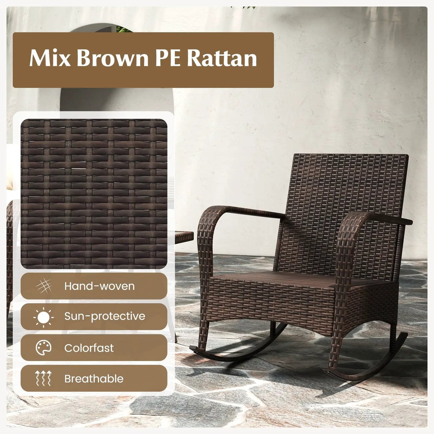 3 Piece Patio Set with Cushions and Rattan Table