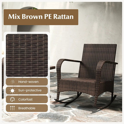 3 Piece Patio Set with Cushions and Rattan Table