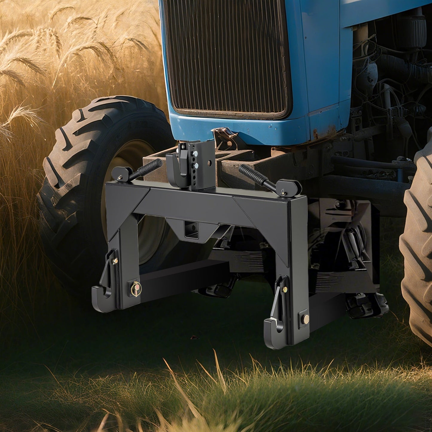 Enganche rápido de 3 puntos con perno ajustable de 5 niveles para agricultura - Negro
