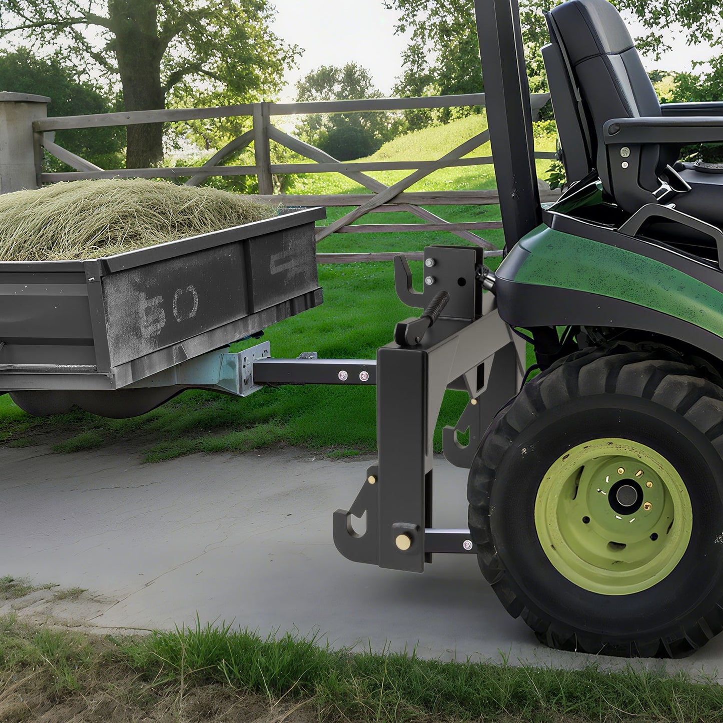 Enganche rápido de 3 puntos con perno ajustable de 5 niveles para agricultura - Negro