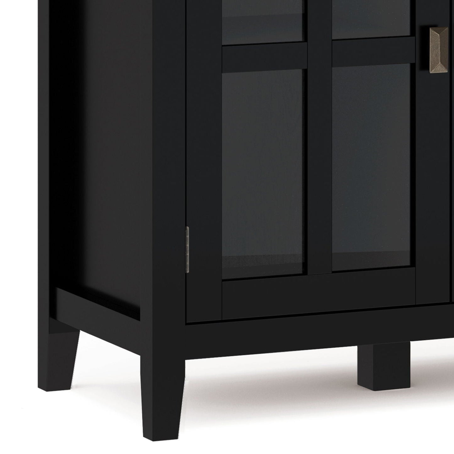 Artisan Handcrafted Wide 4-Door Storage Cabinet black finish with glass panel doors on Tampa Home & Garden Store