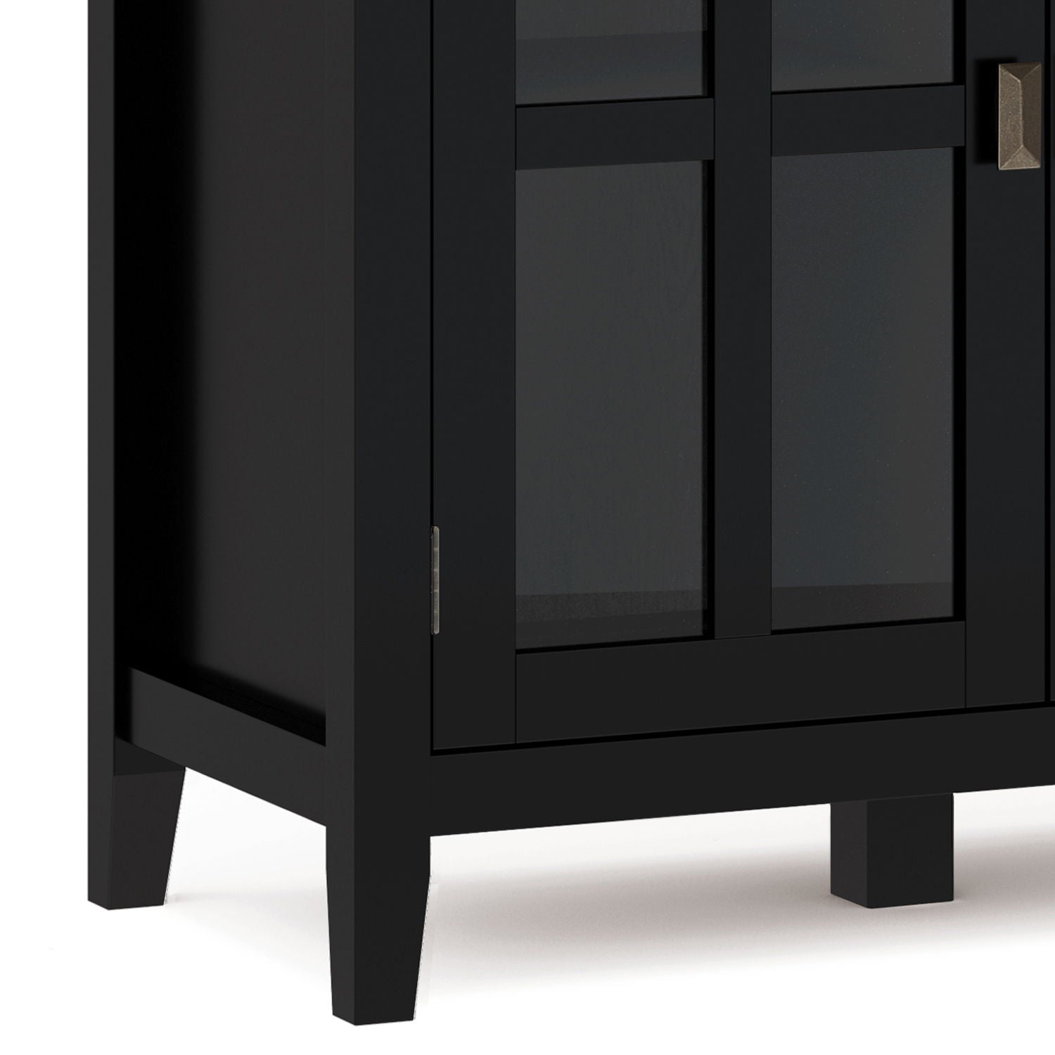 Artisan Handcrafted Wide 4-Door Storage Cabinet black finish with glass panel doors on Tampa Home & Garden Store