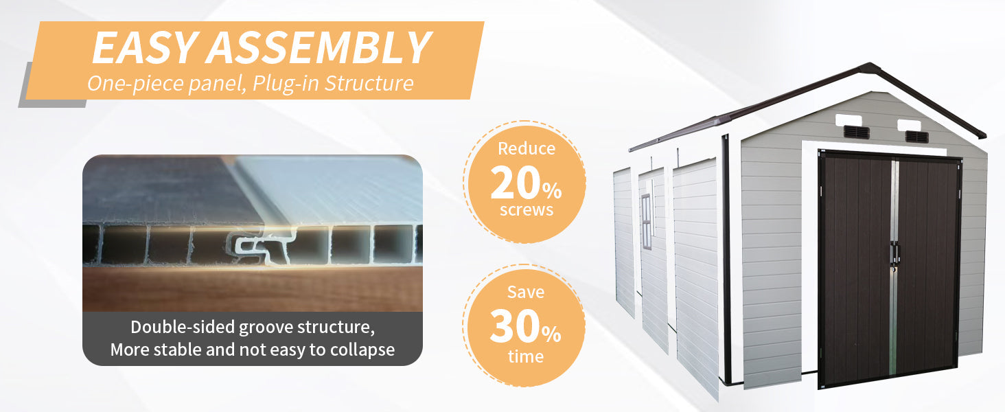 8x14 ft outdoor resin storage shed with windows, gray panels and dark doors by HouseOfZazla on Tampa Home & Garden Store