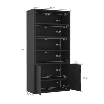HouseOfZazla modern bookcase cabinet with adjustable shelves in black brown finish on Tampa Home & Garden Store