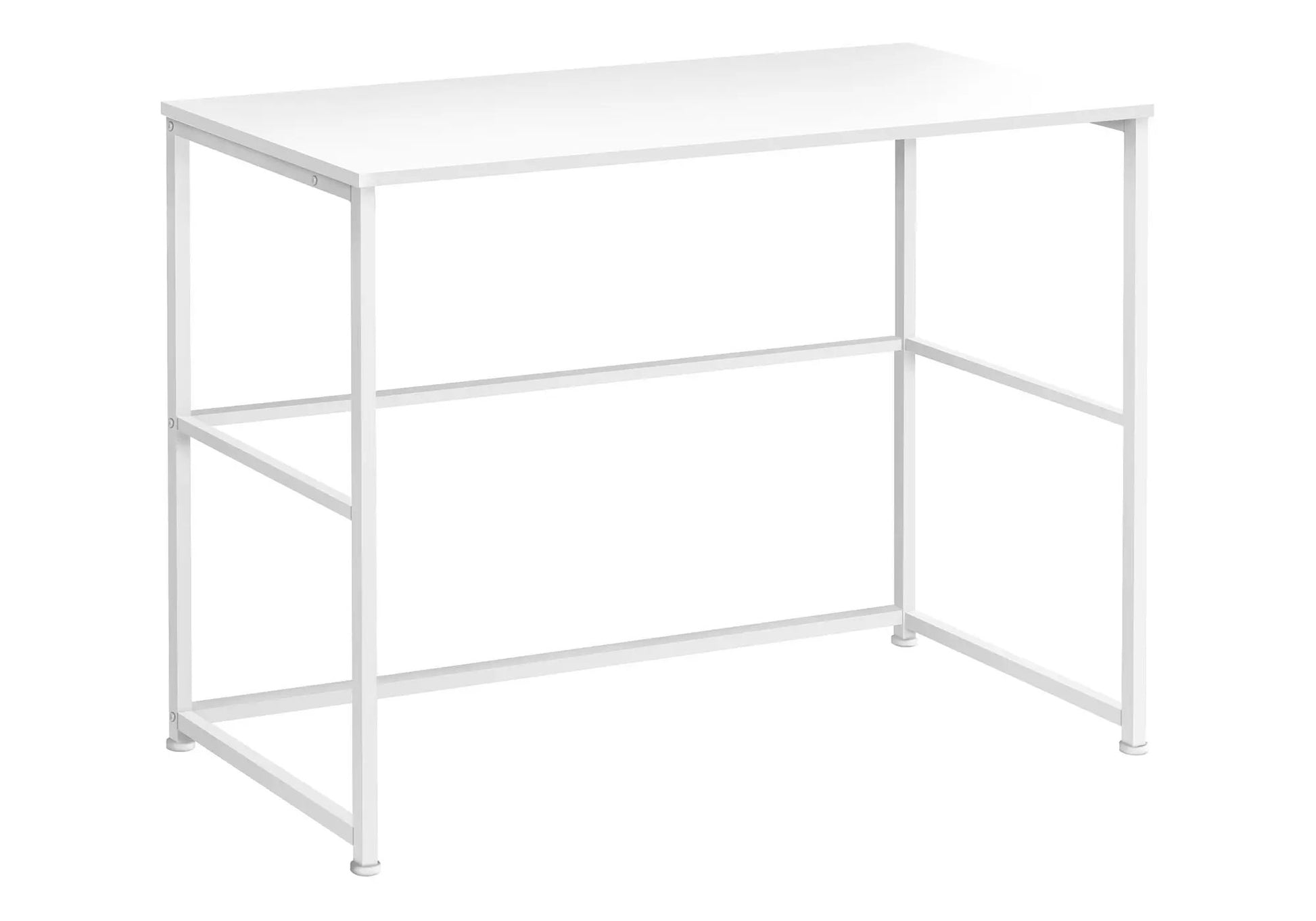 White metal computer desk frame with top, left-right setup Unique Piece Furniture on Tampa Home & Garden Store