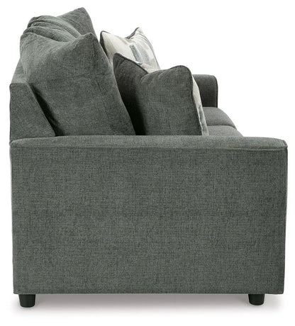 Stairatt sofa from Unique Piece Furniture in charcoal gray upholstery, side view on Tampa Home & Garden Store