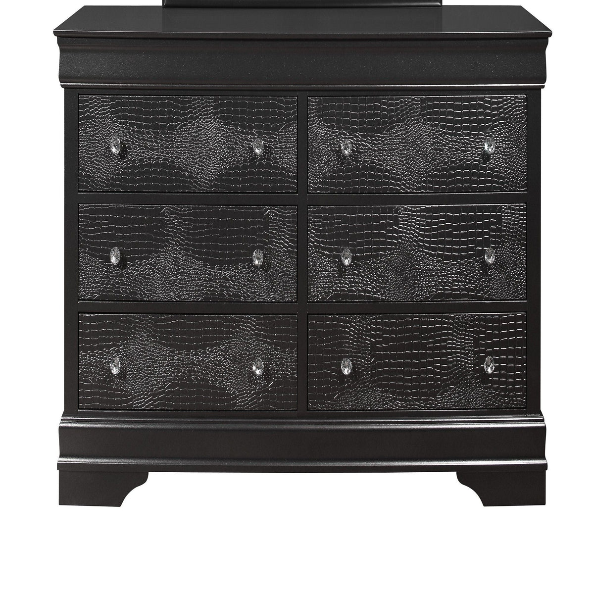 Dark gray crocodile-embossed dresser with sparkling crystal knobs on Tampa Home & Garden Store