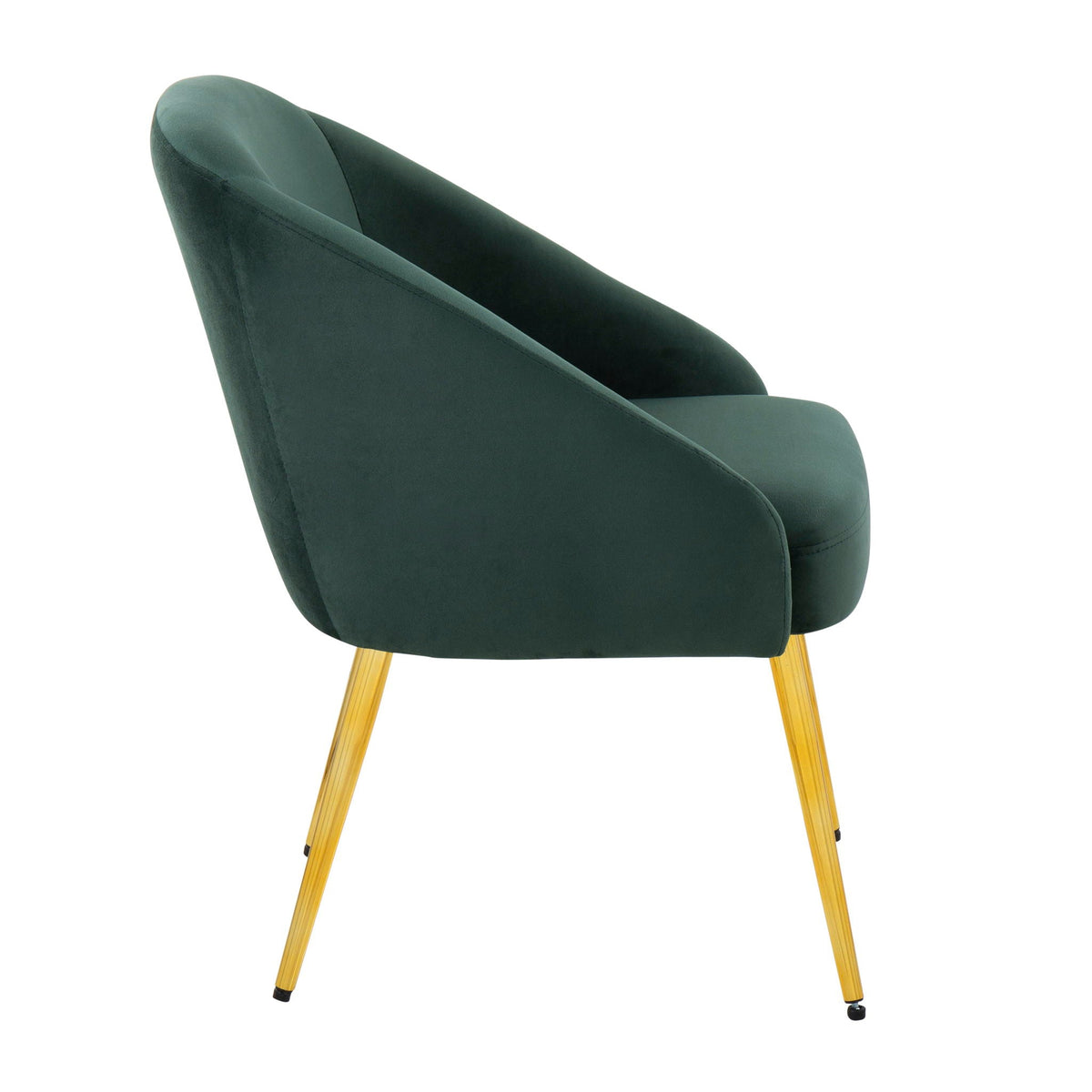 Contemporary glam side chair in green velvet with padded seat and gold legs HouseOfZazla on Tampa Home & Garden Store