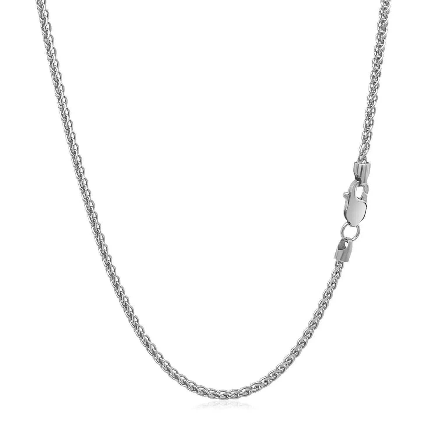 14k white gold round wheat chain necklace 1.5mm with lobster clasp on Tampa Home & Garden Store