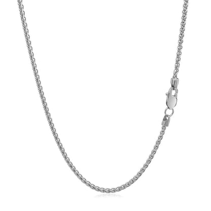 14k white gold round wheat chain necklace 1.5mm with lobster clasp on Tampa Home & Garden Store