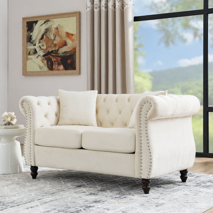 Chesterfield Sofa With Nailhead Trim and Cushions