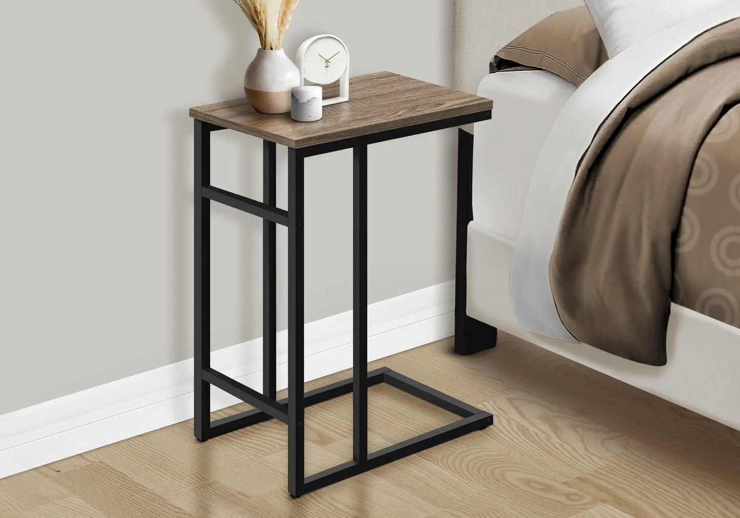 C Shaped Accent Table for Sofa and Bedside Use