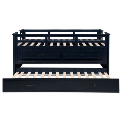 Starboard captain's bed with trundle in dark navy wood with storage drawers on Tampa Home & Garden Store