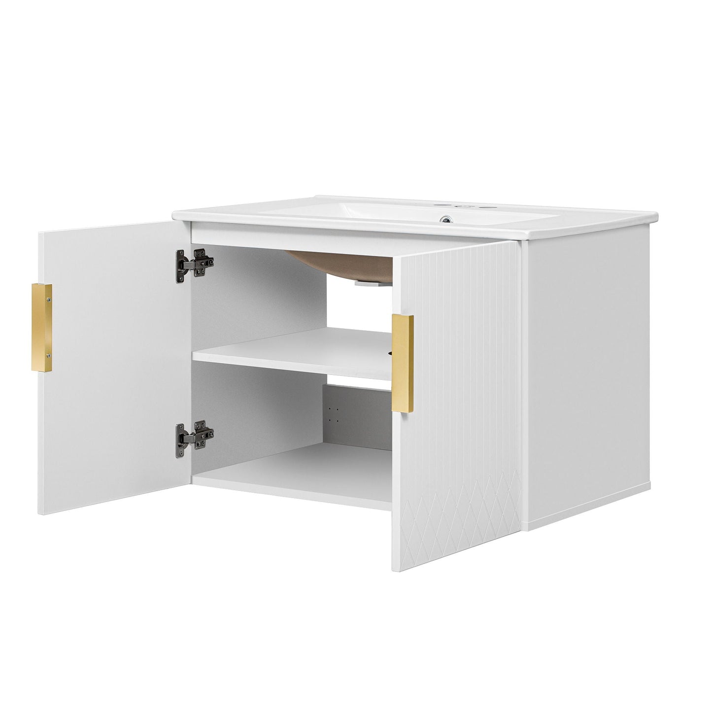 Rectangular Bathroom Vanity with Ceramic Sink