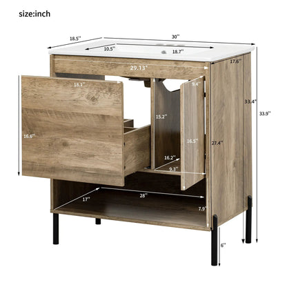 Bathroom Vanity Cabinet with Sink and Open Shelf