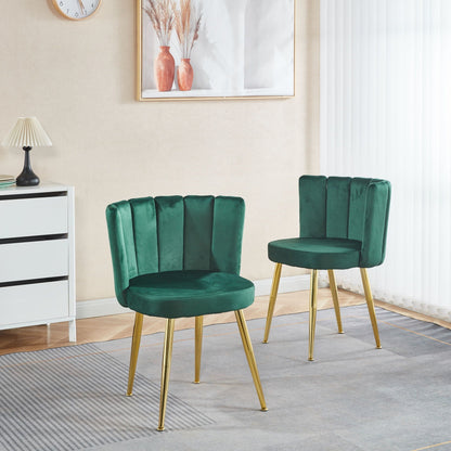 Ergonomic dining chairs set of 2 by HouseOfZazla in emerald green velvet with gold legs on Tampa Home & Garden Store