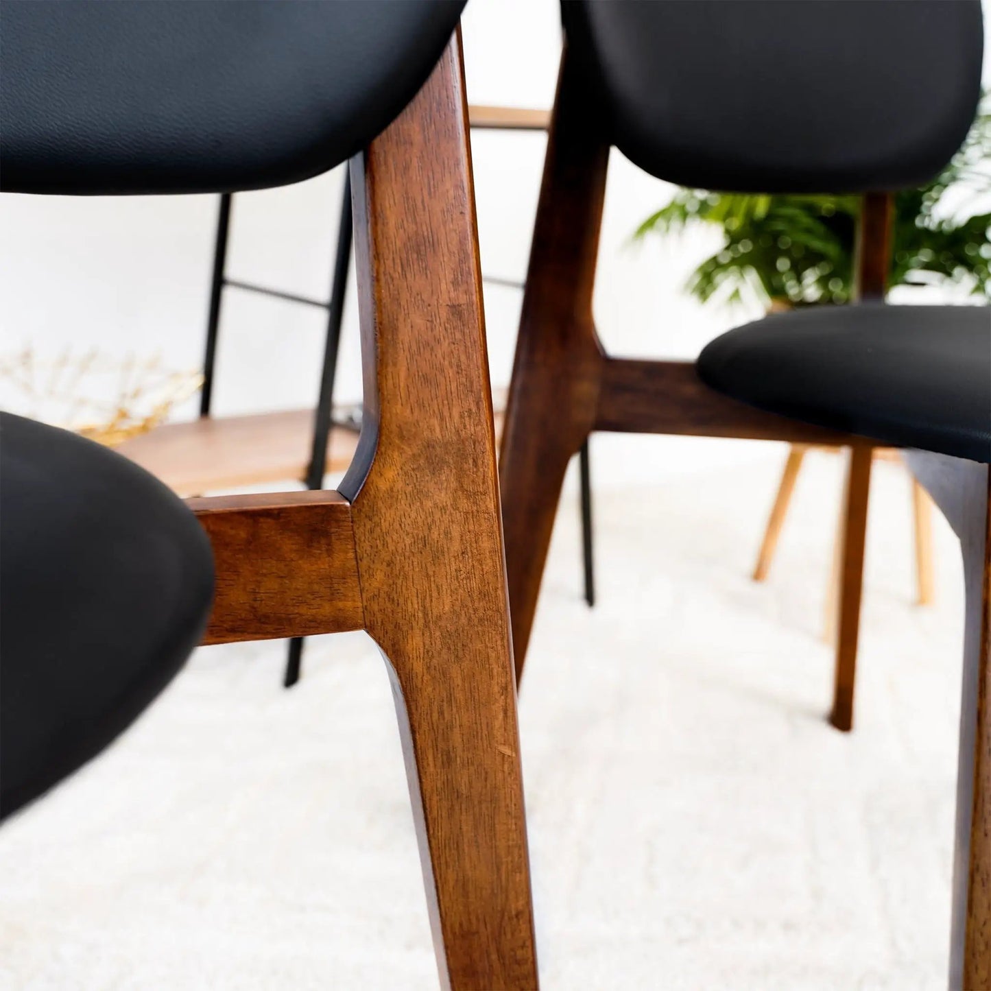 Kelsey Stylish Dining Chair set of 2 with walnut wood legs and black upholstery on Tampa Home & Garden Store