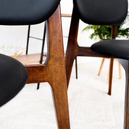 Kelsey Stylish Dining Chair set of 2 with walnut wood legs and black upholstery on Tampa Home & Garden Store