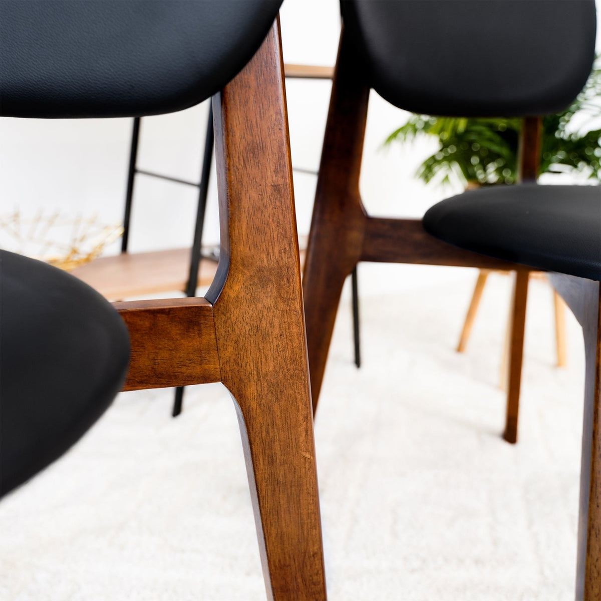 Kelsey dining chair set of 2 with solid wood frame in light brown and black seats on Tampa Home & Garden Store