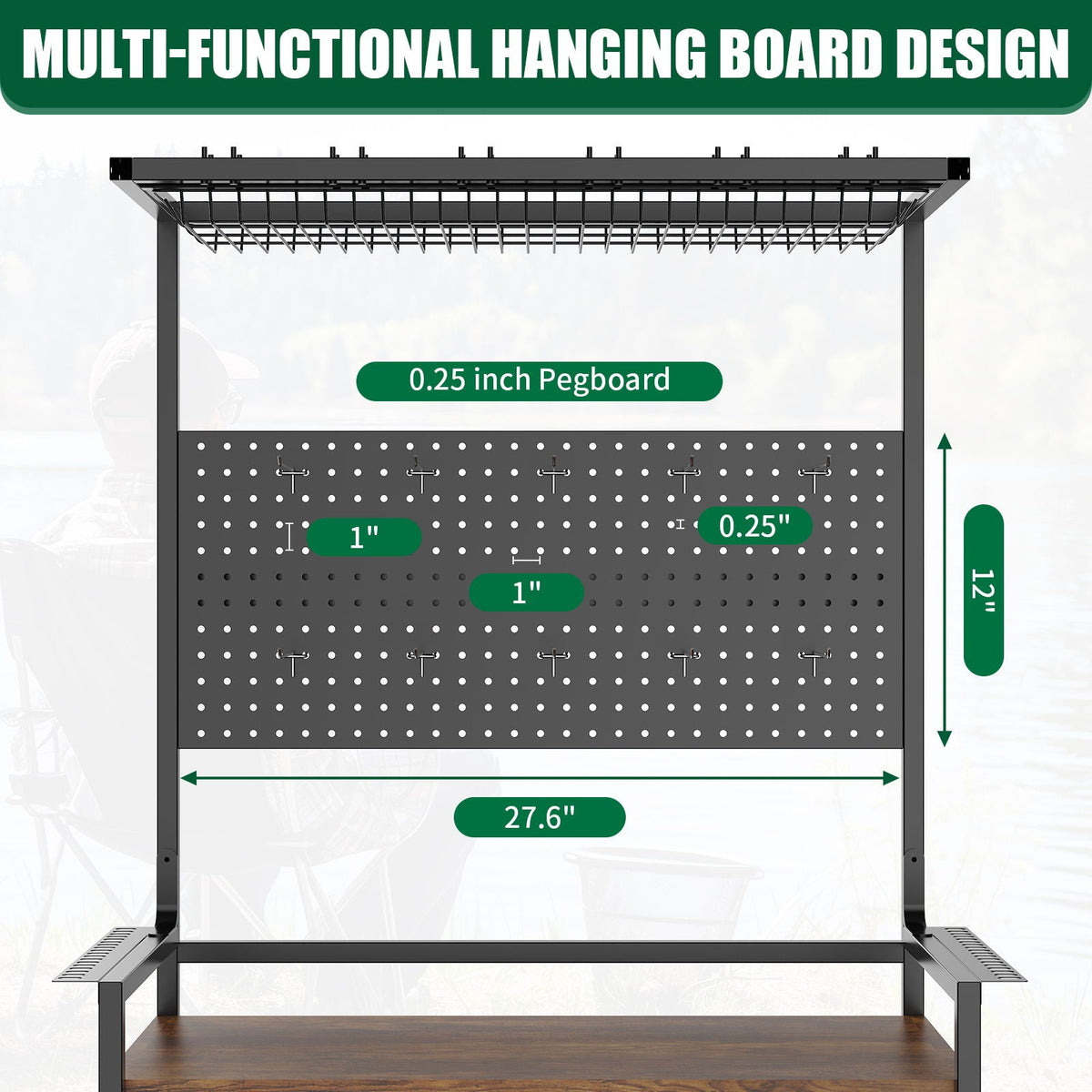 Fishing Rod Storage Rack with Pegboard and Cart HouseOfZazla black metal 0.25 pegboard on Tampa Home & Garden Store