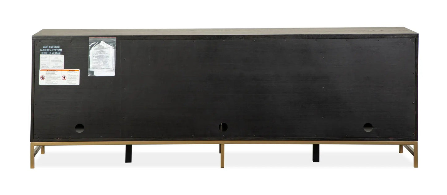 Lindon Console TV Stand by Unique Piece Furniture in black wood with gold metal legs on Tampa Home & Garden Store