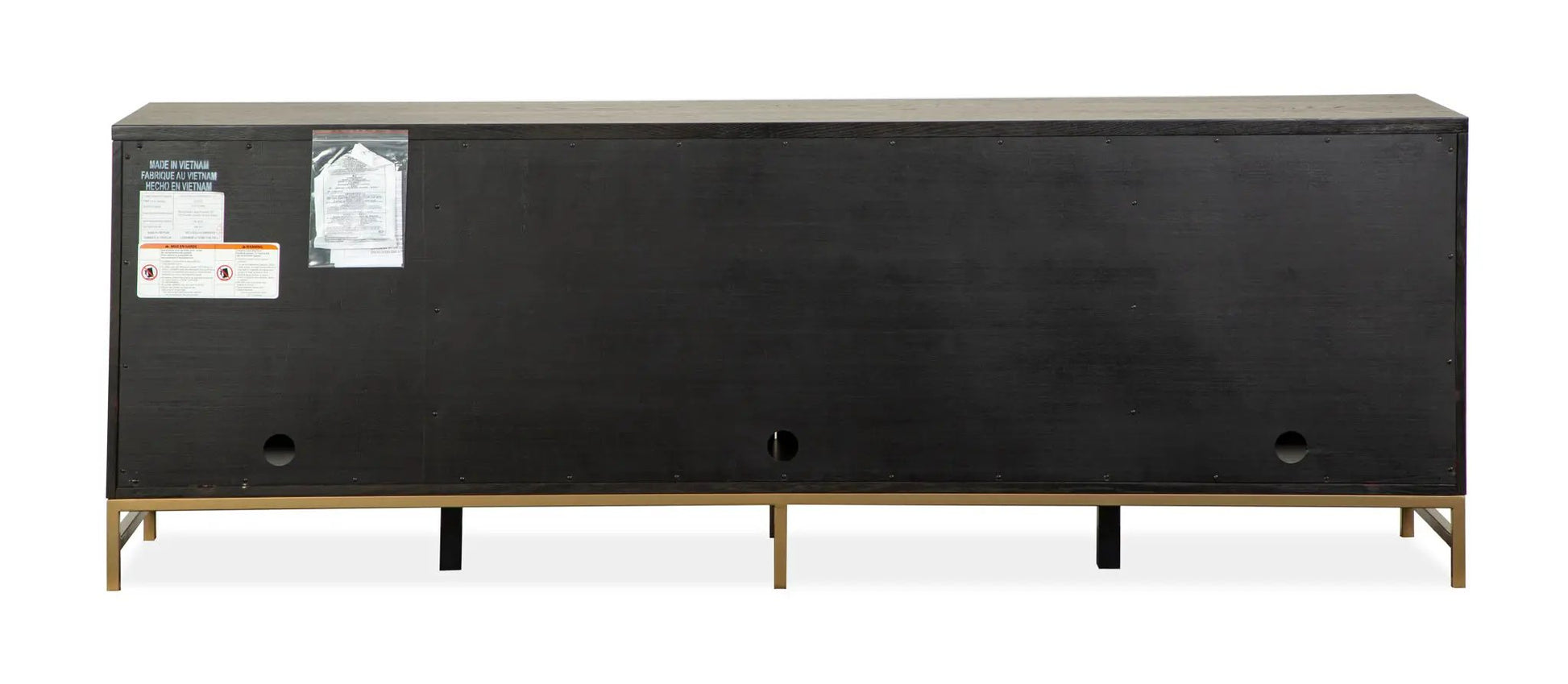 Lindon Console TV Stand by Unique Piece Furniture in black wood with gold metal legs on Tampa Home & Garden Store