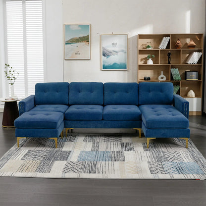 Modern L-shaped convertible sectional with movable ottoman, 2-piece set, Unique Piece Furniture on Tampa Home & Garden Store