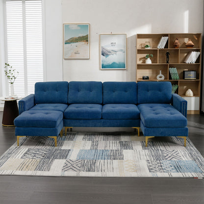 Modern Convertible Sectional Sofa and Ottoman