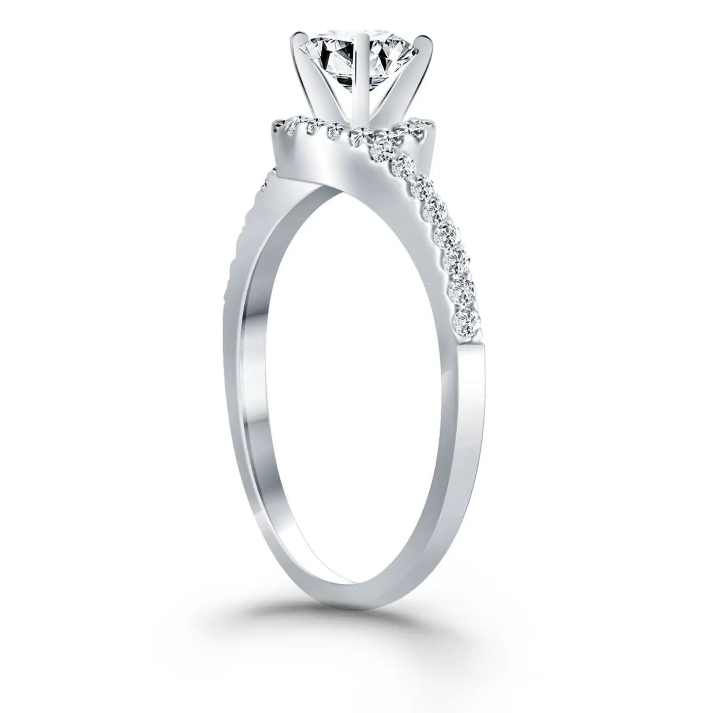 14k white gold bypass swirl diamond halo engagement ring by Bids.com on Tampa Home & Garden Store