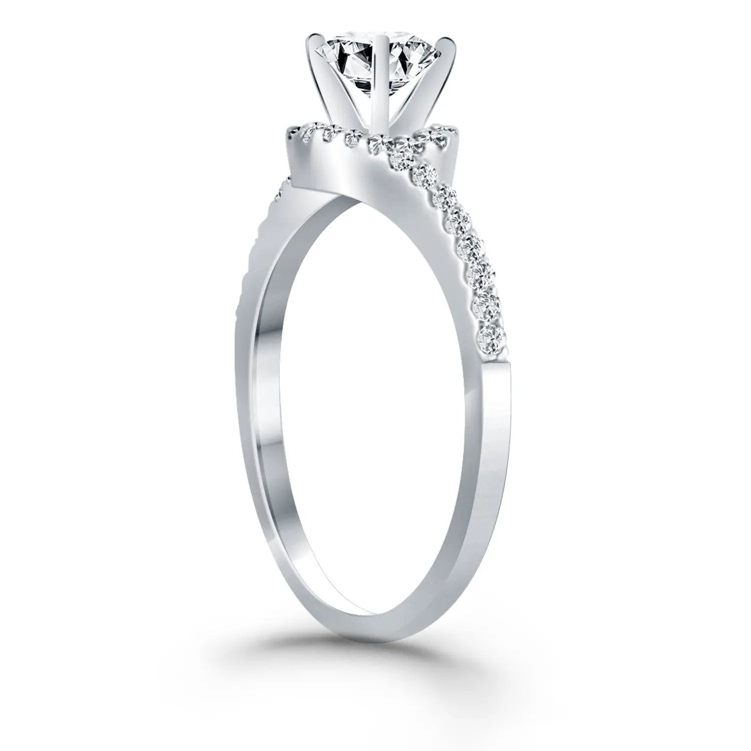 14k white gold bypass swirl diamond halo engagement ring by Bids.com on Tampa Home & Garden Store