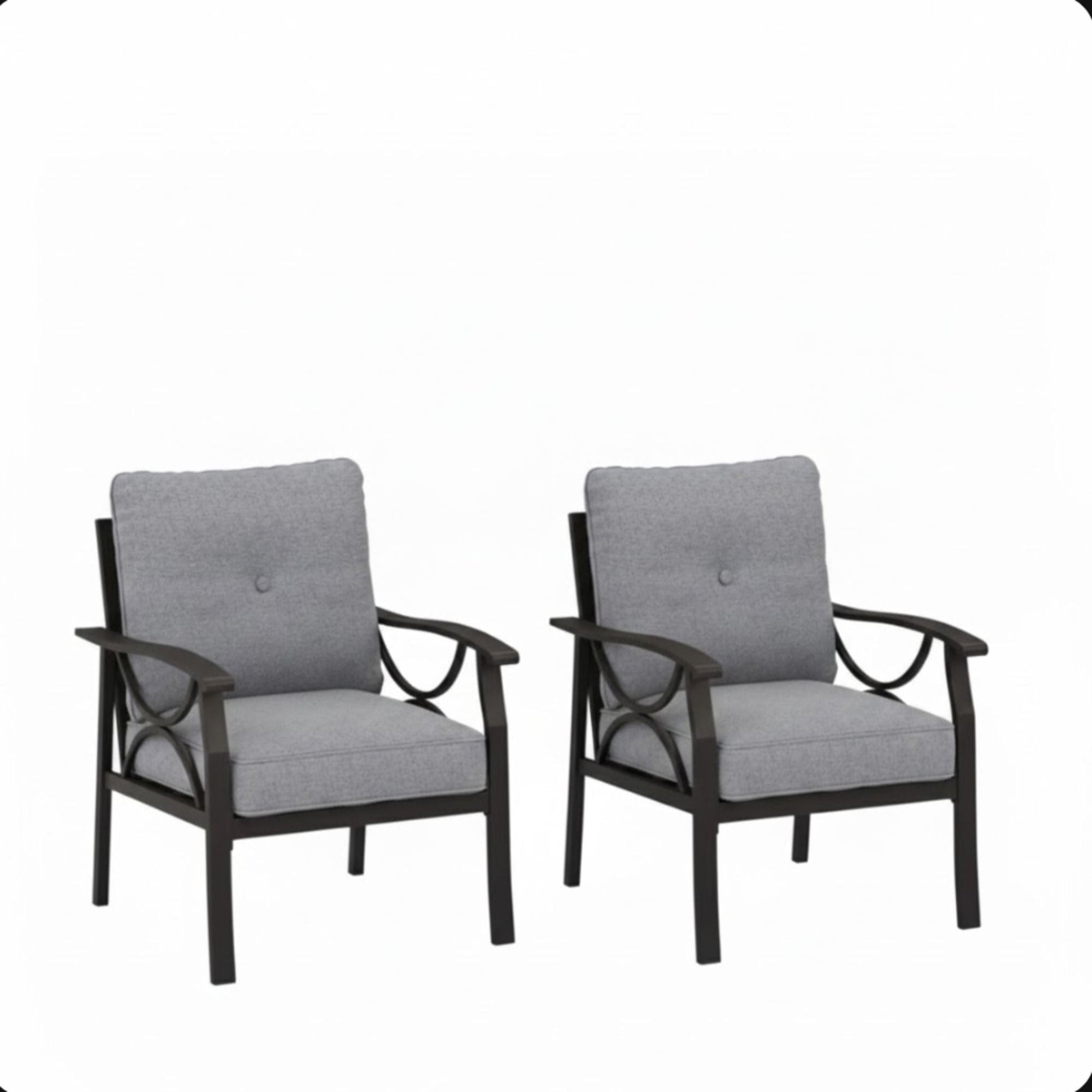 All-Weather Armchairs with Cushions, set of 2, gray cushions, chairs by HouseOfZazla on Tampa Home & Garden Store