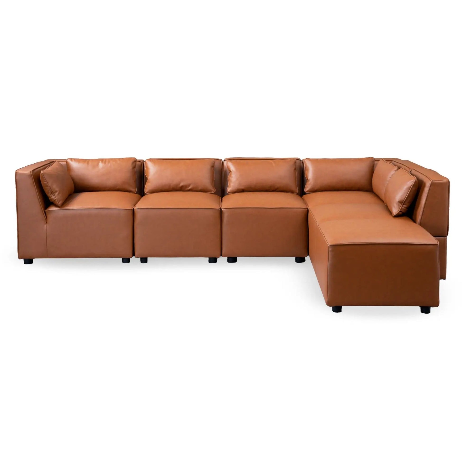 Wexford cognac leather modular sofa sectional with chaise Unique Piece Furniture on Tampa Home & Garden Store