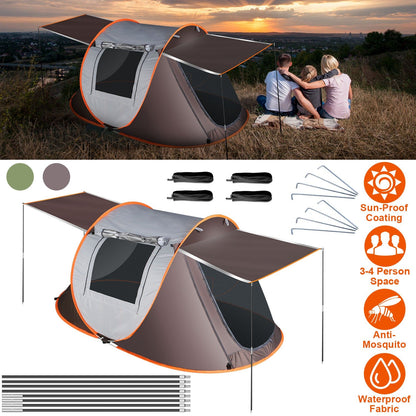 GemGear 3-4 Person Pop-Up Tent with automatic setup, waterproof fabric, mosquito nets on Tampa Home & Garden Store