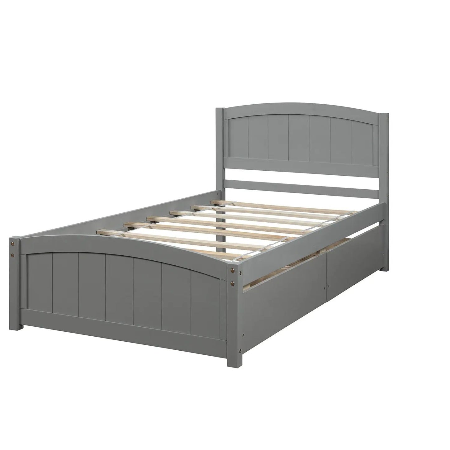 Platform Bed and Headboard With Footboard Slats