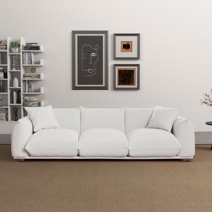 Kely Modern 100'' Cream Boucle Upholstered Sofa by HouseOfZazla in cream boucle fabric on Tampa Home & Garden Store