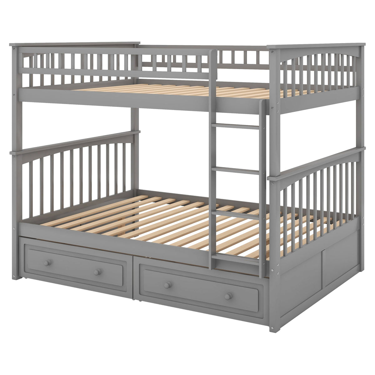 Bunk bed with drawers by HouseOfZazla, grey finish, built-in drawers and ladder on Tampa Home & Garden Store